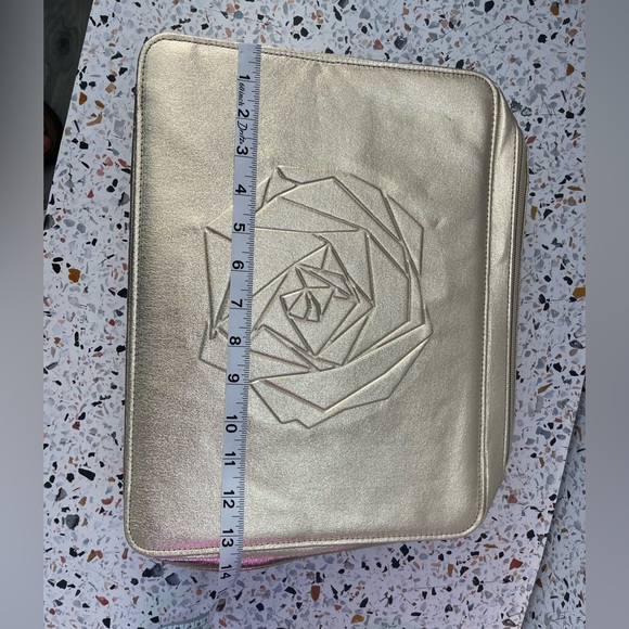 Lancome Gold Cosmetic Bag with Embossed Floral Design - Picture 15 of 16